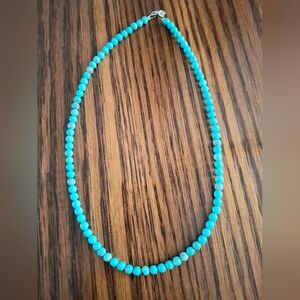 Necklace Turquoise Natural Stones 4mm Sterling Silver 16" Long
